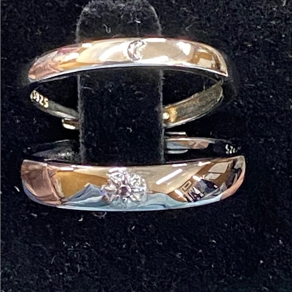 Cuoka Jewelry - 925 Sterling Silver Adjustable Wedding Bands with Sun and Moon
